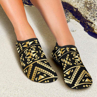 Gold Aztec Tribal Aqua Water Shoes