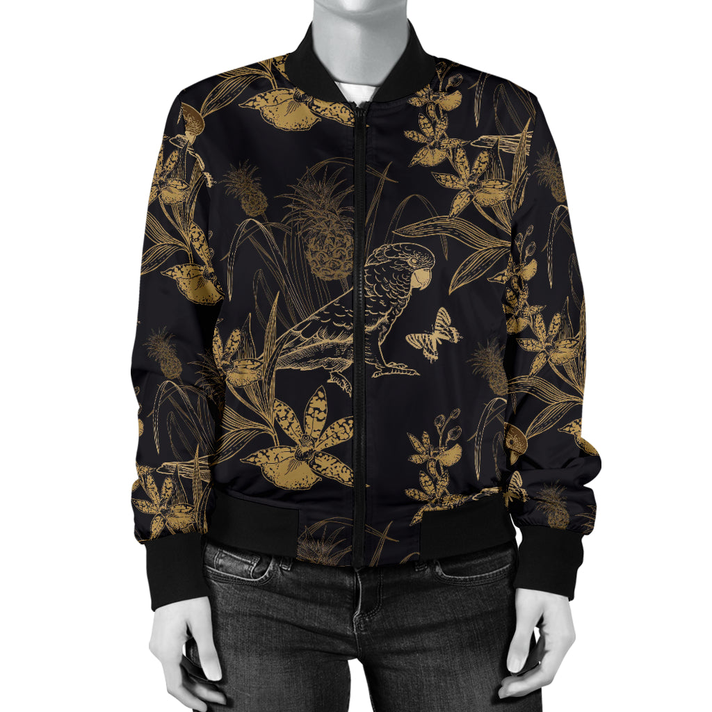 Parakeet Pattern Print Design A05 Women's Bomber Jacket
