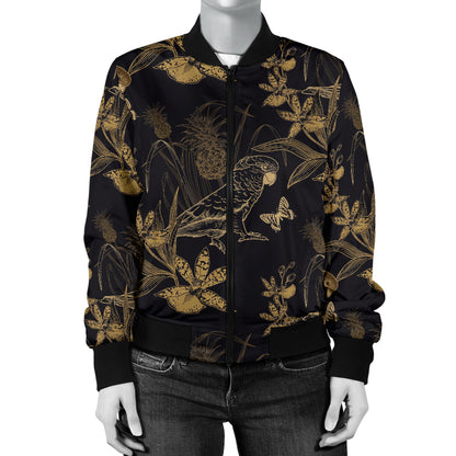 Parakeet Pattern Print Design A05 Women's Bomber Jacket