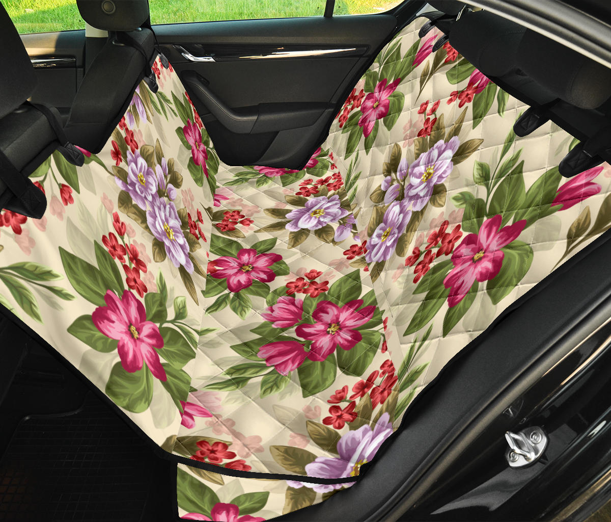 Summer Floral Pattern Print Design SF08 Rear Dog  Seat Cover