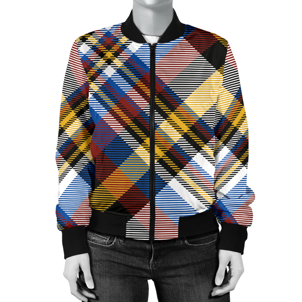 Madras Pattern Print Design 01 Women's Bomber Jacket