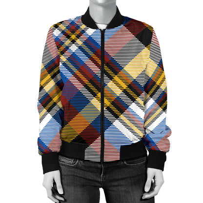 Madras Pattern Print Design 01 Women's Bomber Jacket