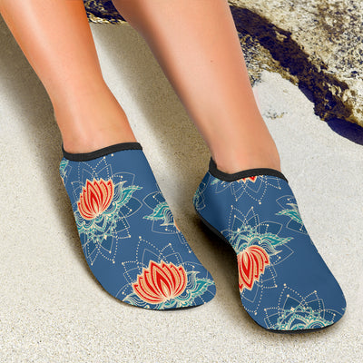 lotus Boho Pattern Print Design LO07 Aqua Water Shoes