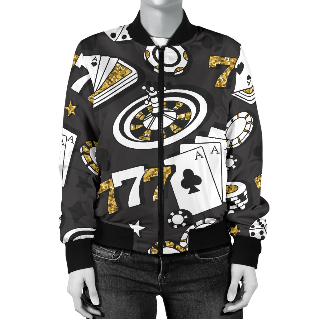 Casino Pattern Print Design 05 Women's Bomber Jacket