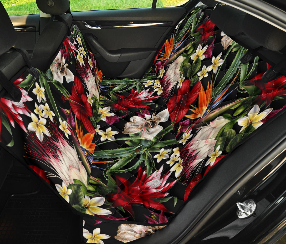 Summer Floral Pattern Print Design SF03 Rear Dog  Seat Cover