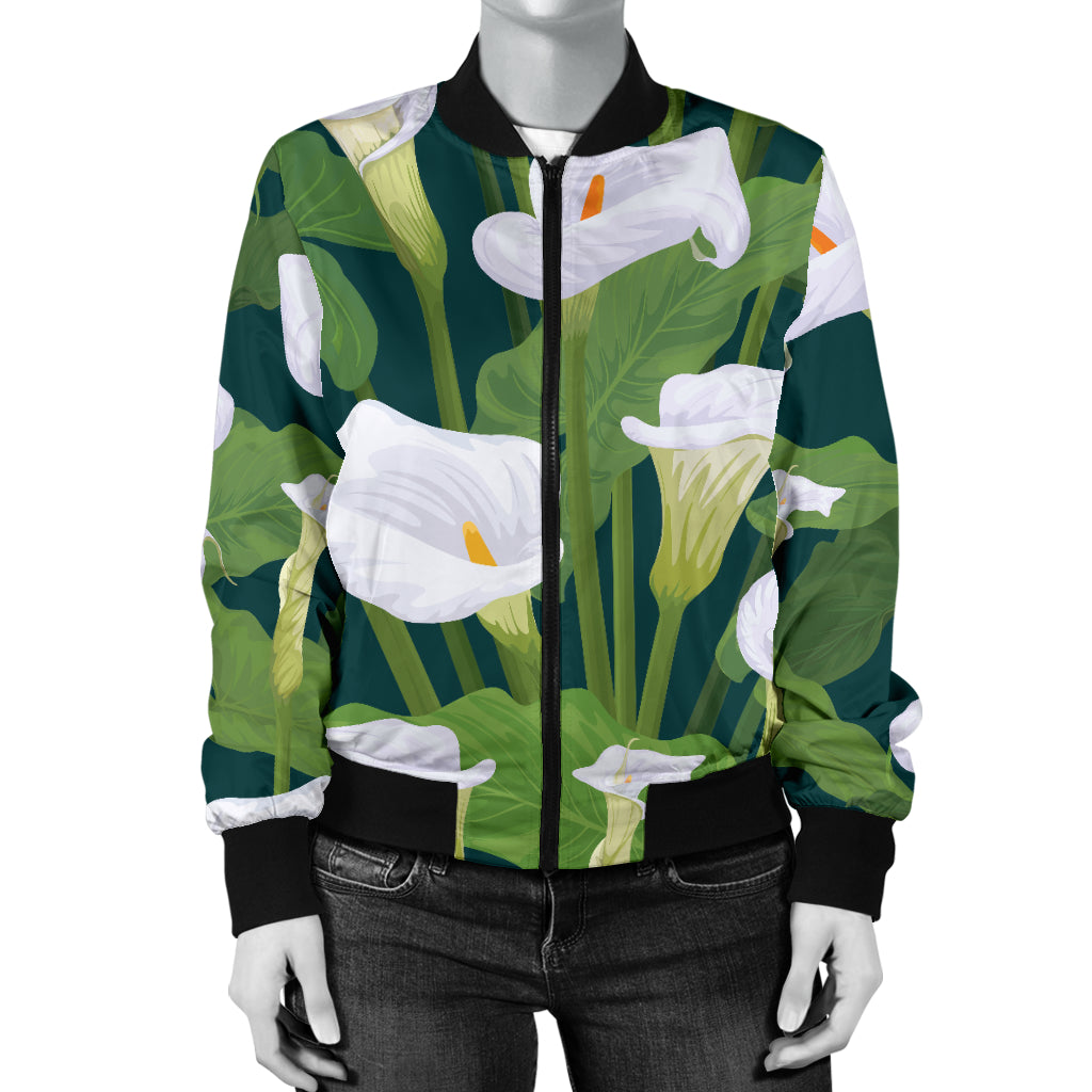 Lily Pattern Print Design 04 Women's Bomber Jacket