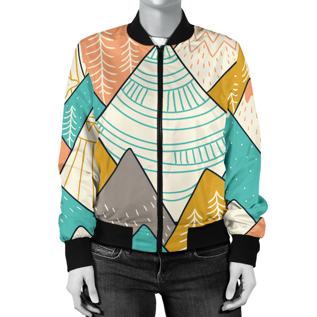 Mountain Pattern Print Design 02 Women's Bomber Jacket