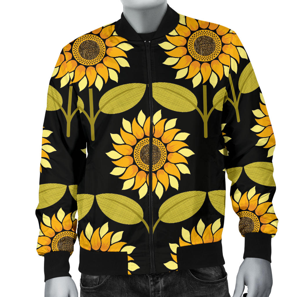 Sunflower Pattern Print Design SF015 Men Bomber Jacket