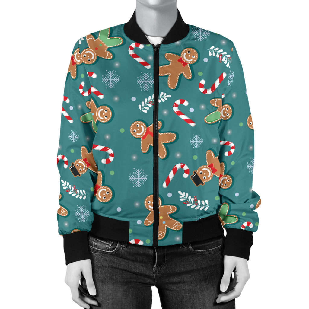 Gingerbread Pattern Print Design 05 Women's Bomber Jacket