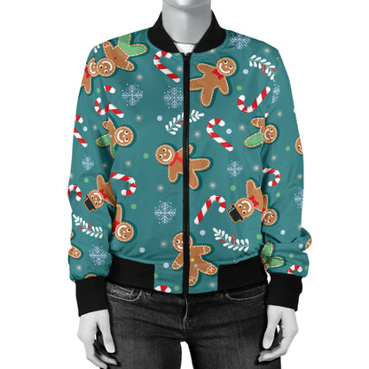 Gingerbread Pattern Print Design 05 Women's Bomber Jacket