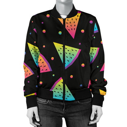Rainbow Watermelon Pattern Print Design A04 Women's Bomber Jacket