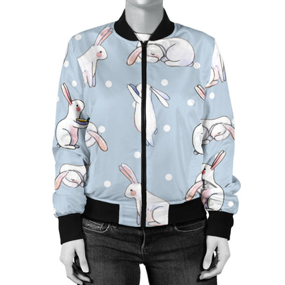 Rabbit Pattern Print Design RB06 Women Bomber Jacket