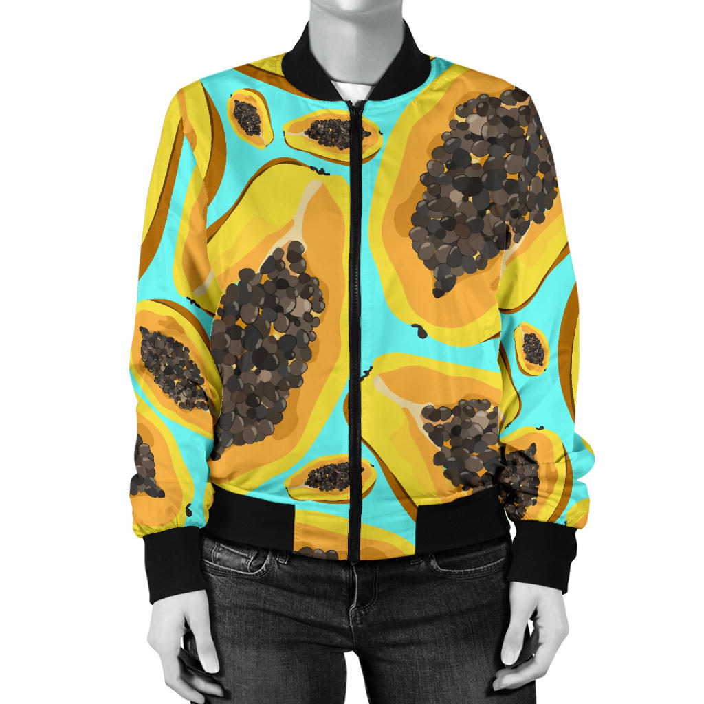 Papaya Pattern Print Design PP03 Women Bomber Jacket