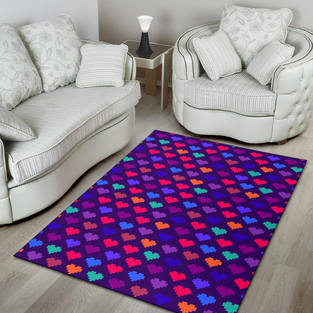 Heart Pixel Pattern Print Design HE03 Area Rugs