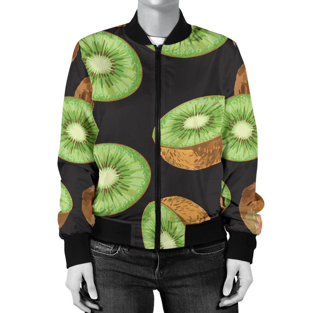 Kiwi Pattern Print Design KW03 Women Bomber Jacket