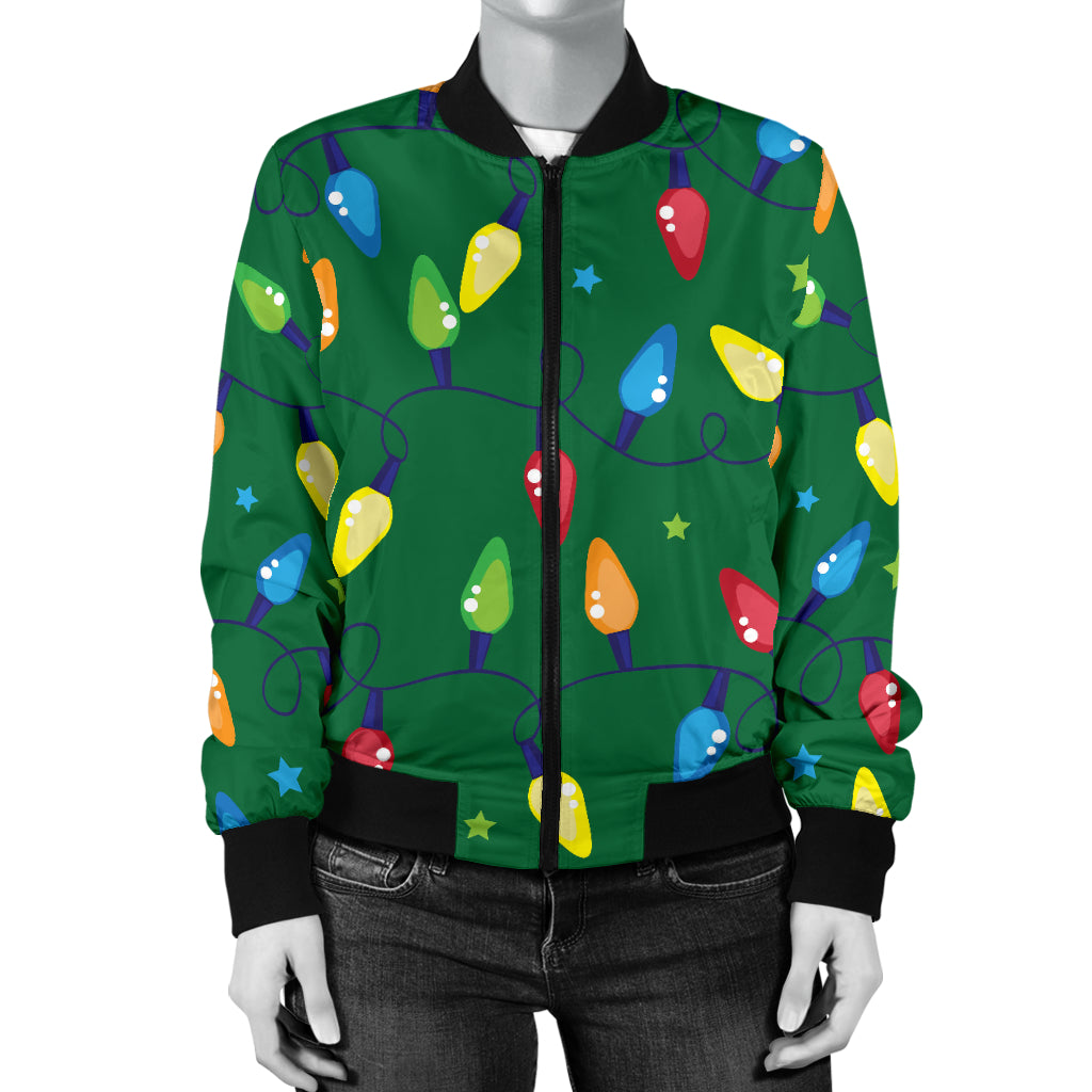 Christmas Light Pattern Print Design 02 Women's Bomber Jacket