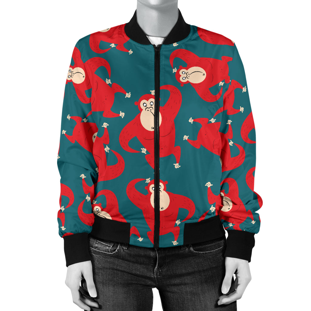 Chimpanzee Pattern Print Design 04 Women's Bomber Jacket