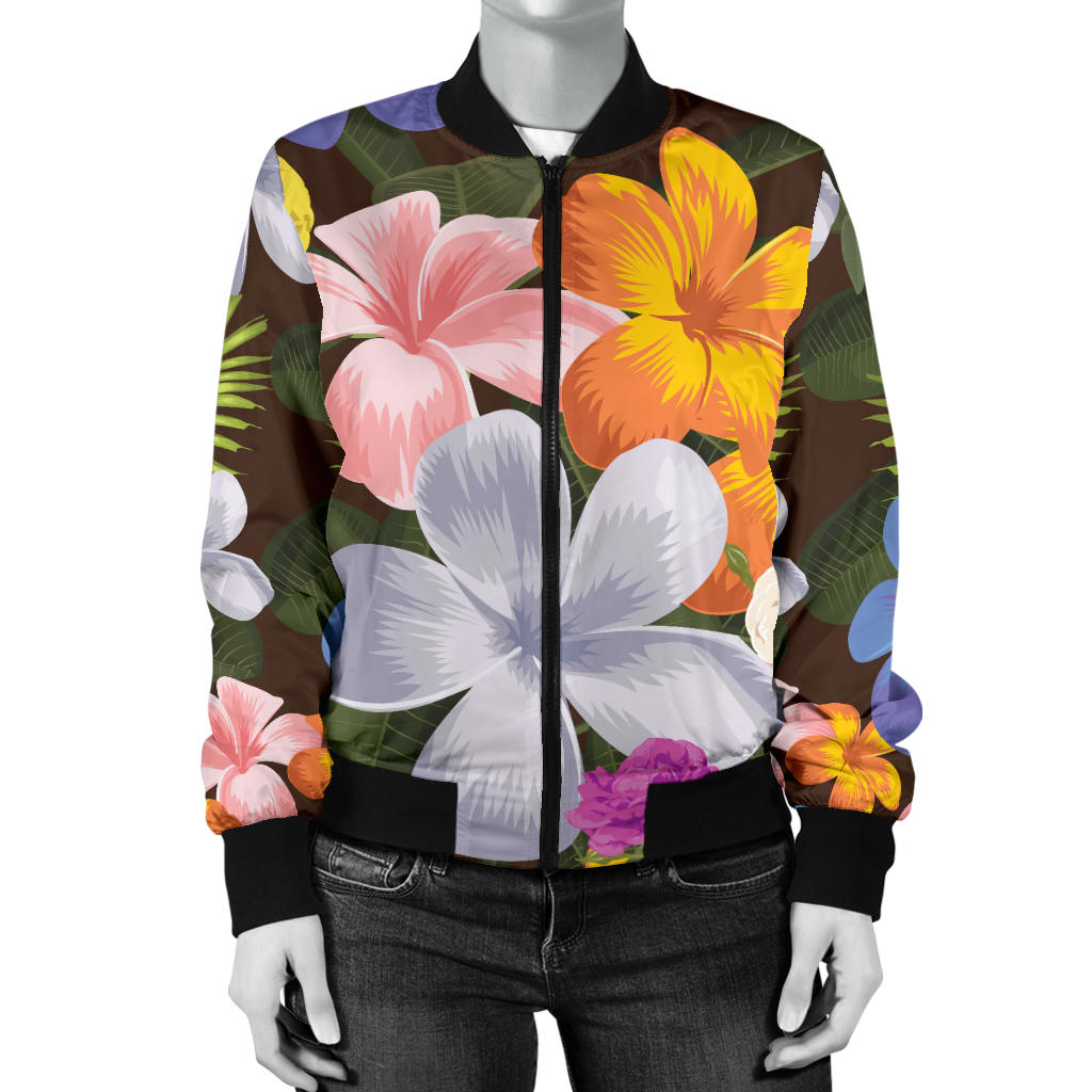 Plumeria Pattern Print Design PM03 Women Bomber Jacket
