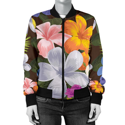 Plumeria Pattern Print Design PM03 Women Bomber Jacket