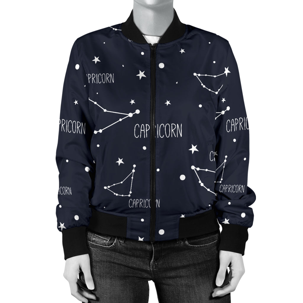 Capricorn Zodiac Pattern Print Design 01 Women's Bomber Jacket