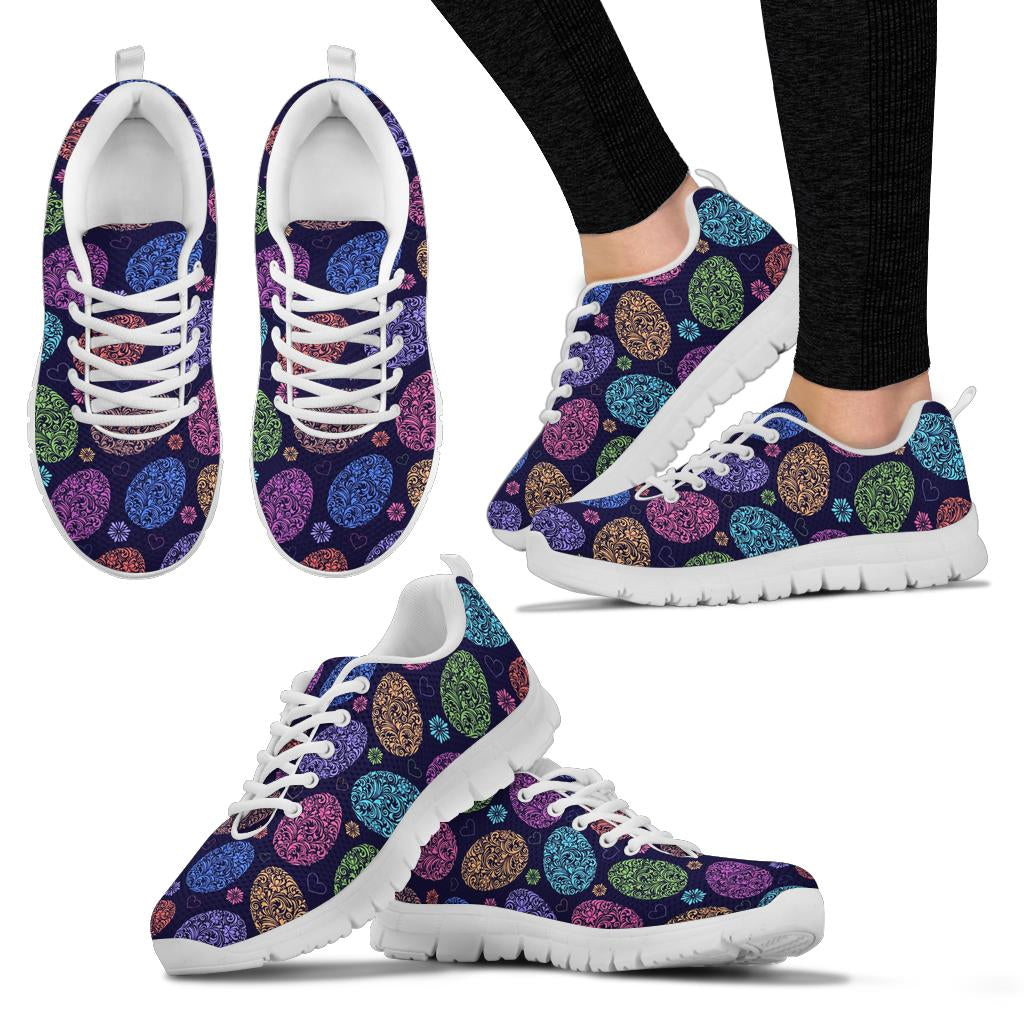Easter Eggs Pattern Print Design RB012 Sneakers White Bottom Shoes