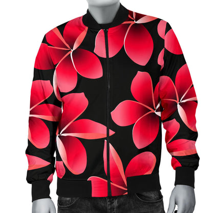 Red Plumeria Pattern Print Design PM025 Men Bomber Jacket