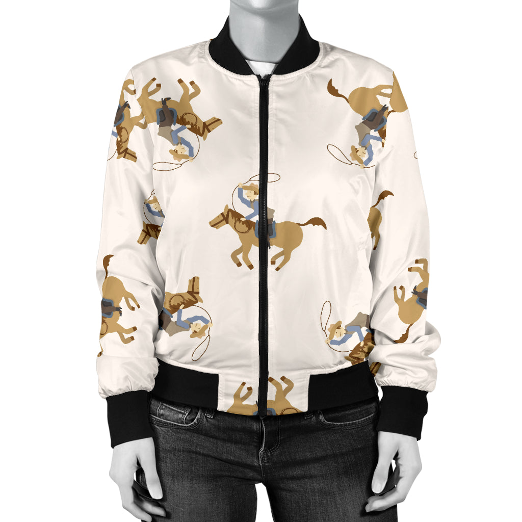Cowboy Pattern Print Design 01 Women's Bomber Jacket