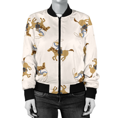 Cowboy Pattern Print Design 01 Women's Bomber Jacket