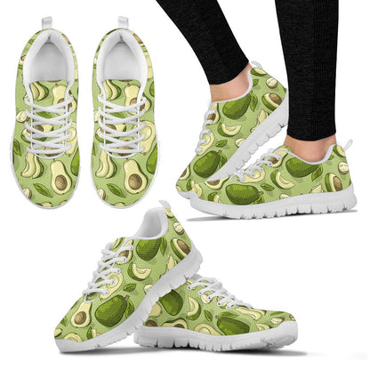 Avocado Pattern Print Design AC03 Sneakers White Bottom Shoes