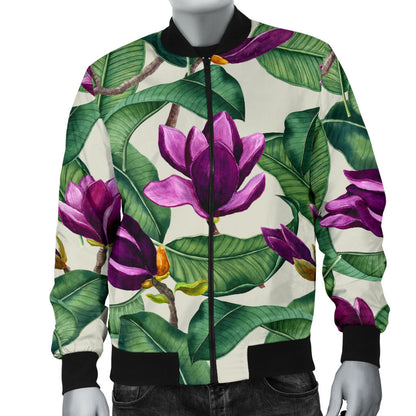 Magnolia Pattern Print Design MAG07 Men Bomber Jacket