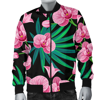 Orchid Pink Pattern Print Design OR06 Men Bomber Jacket