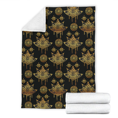 lotus Boho Pattern Print Design LO03 Fleece Blanket