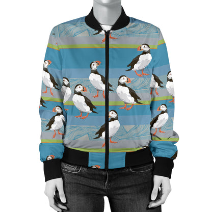 Puffin Pattern Print Design A01 Women's Bomber Jacket