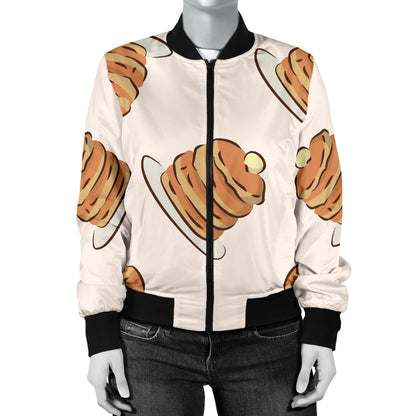 Pancake Pattern Print Design A01 Women's Bomber Jacket