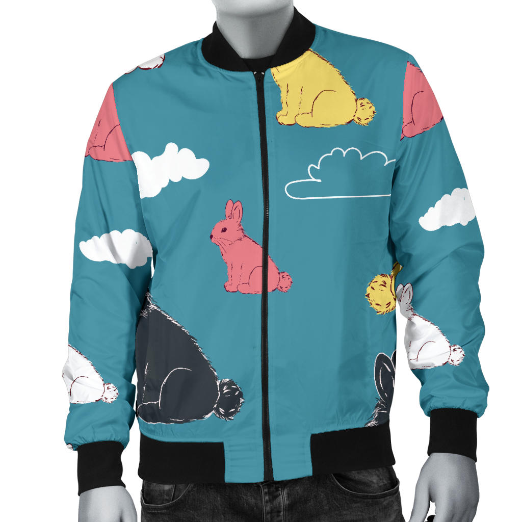 Rabbit Pattern Print Design RB014 Men Bomber Jacket