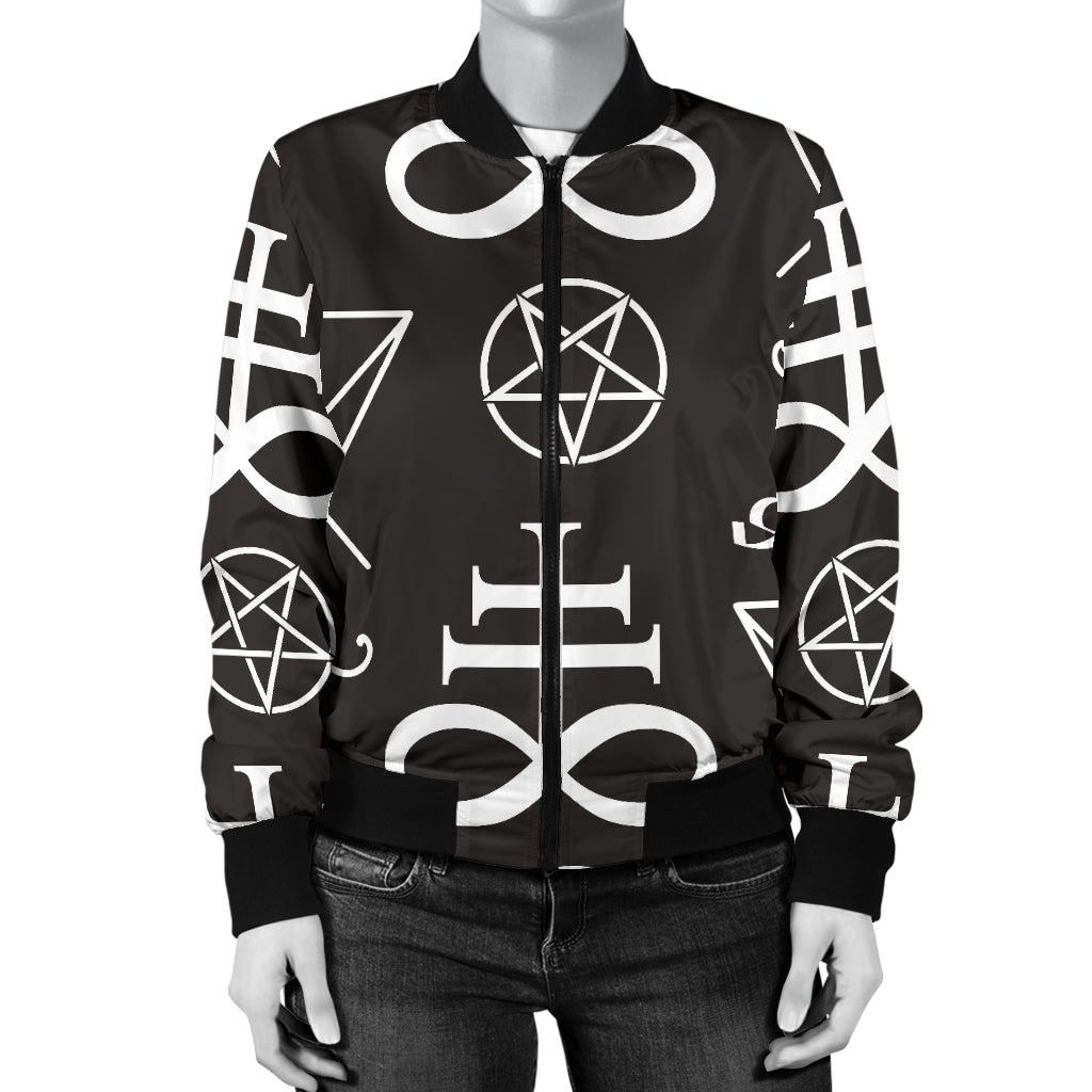 Pentagram Pattern Print Design A04 Women's Bomber Jacket
