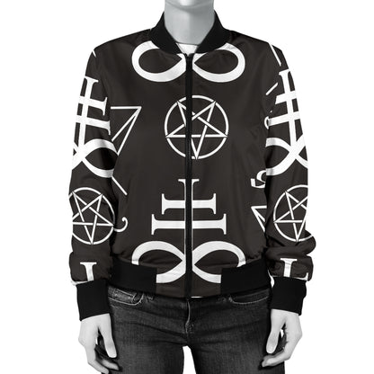 Pentagram Pattern Print Design A04 Women's Bomber Jacket
