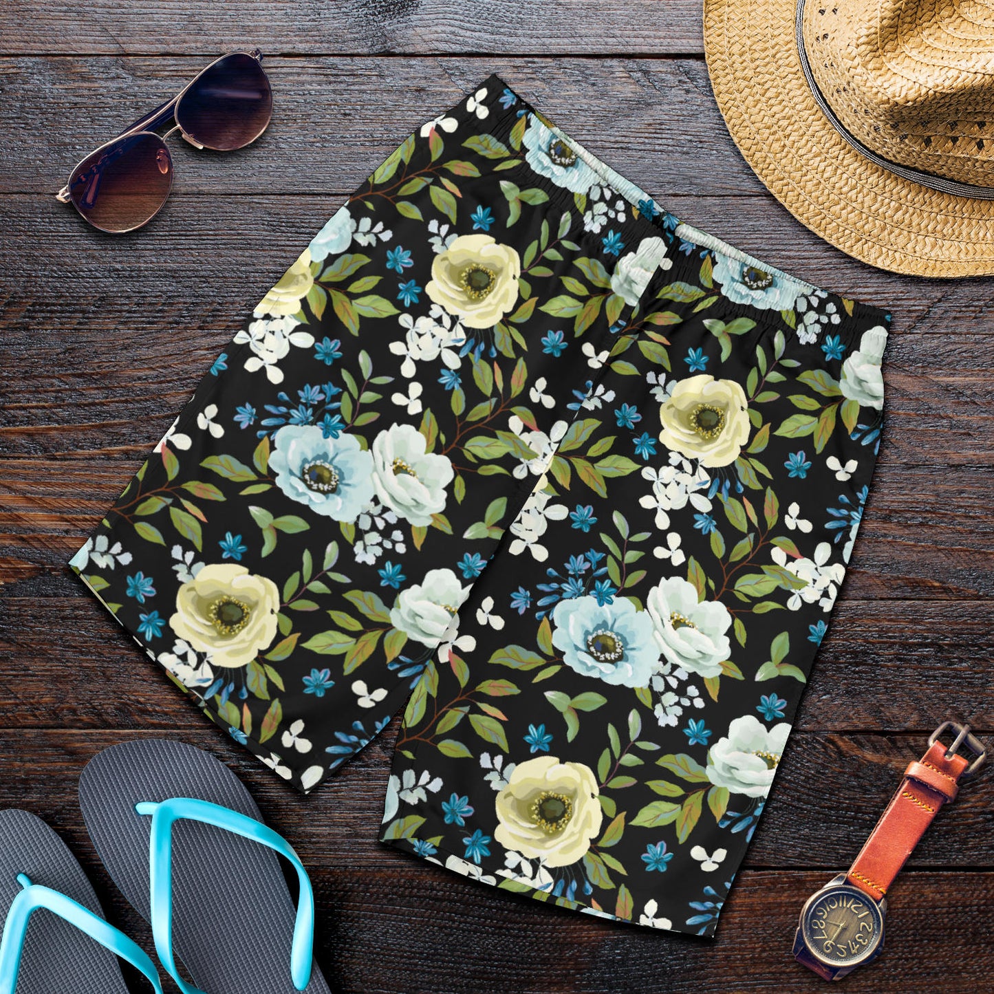 Anemone Pattern Print Design AM03 Mens Shorts