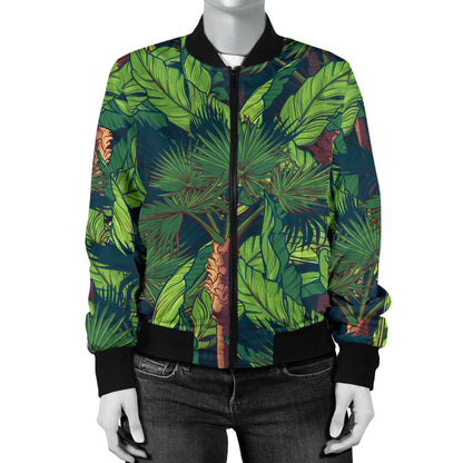 Rainforest Pattern Print Design A01 Women's Bomber Jacket