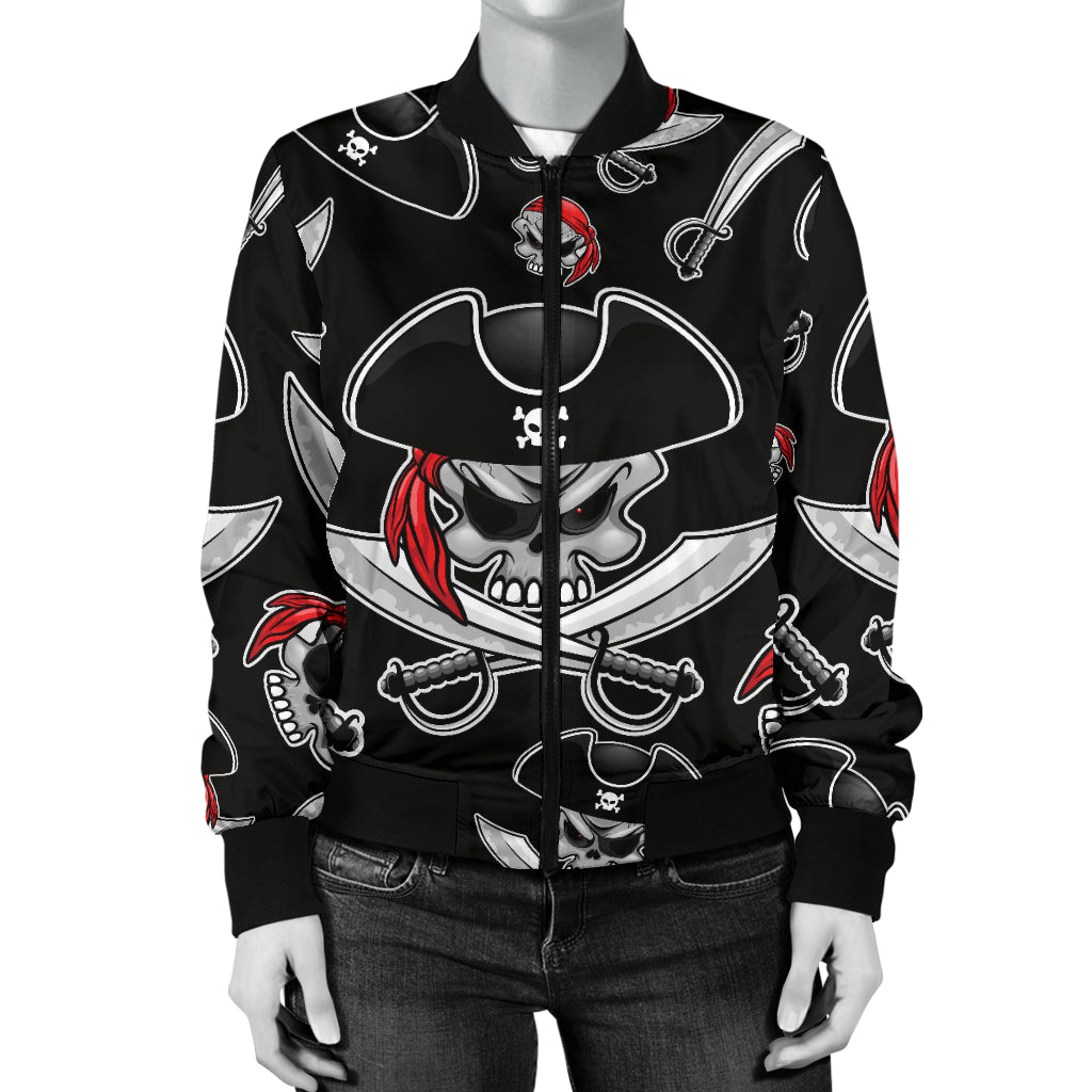 Pirate Pattern Print Design A05 Women's Bomber Jacket