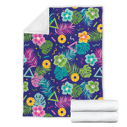 Hawaiian Themed Pattern Print Design H014 Fleece Blanket