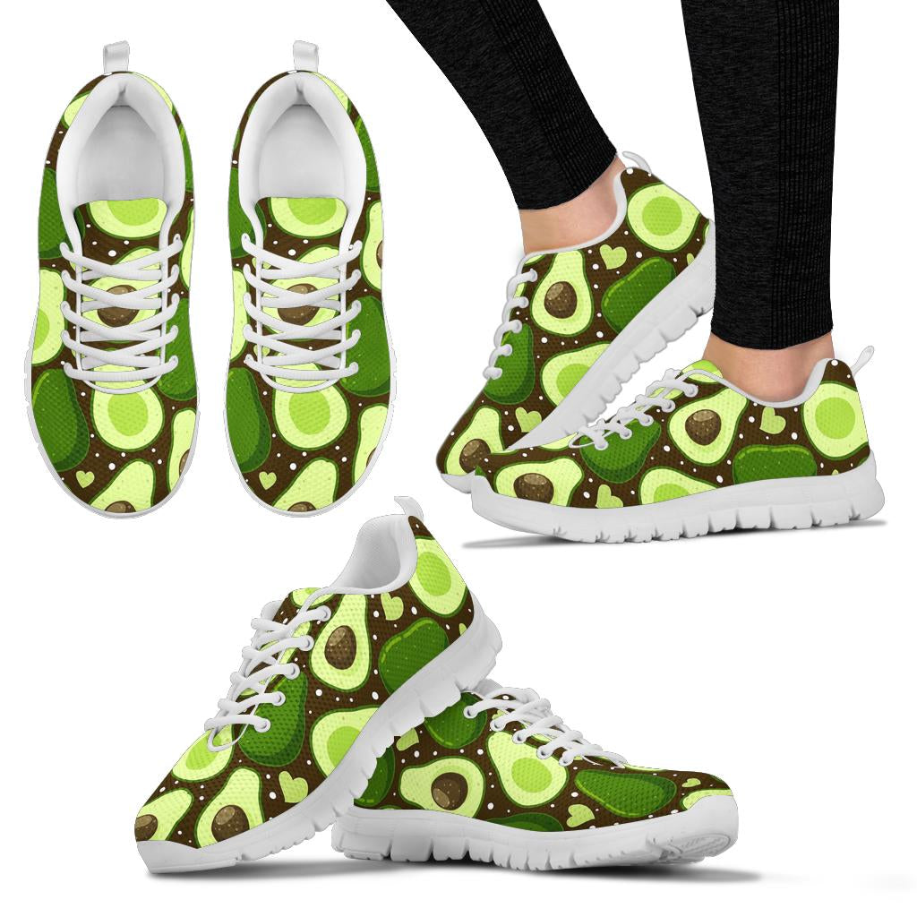 Avocado Pattern Print Design AC04 Sneakers White Bottom Shoes