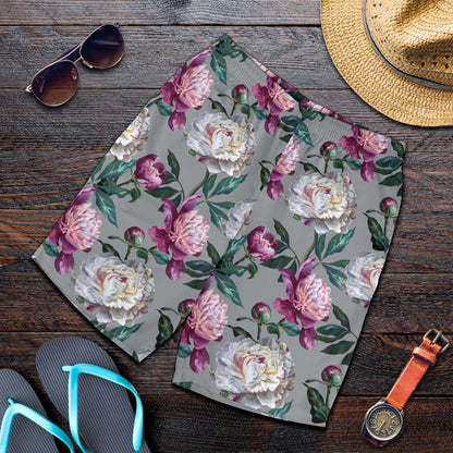 Peony Pattern Print Design PE01 Mens Shorts
