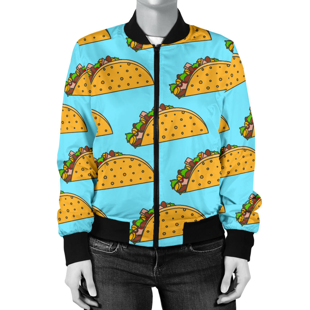 Taco Pattern Print Design TC03 Women Bomber Jacket