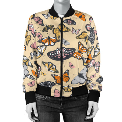 Butterfly Pattern Print Design 04 Women's Bomber Jacket