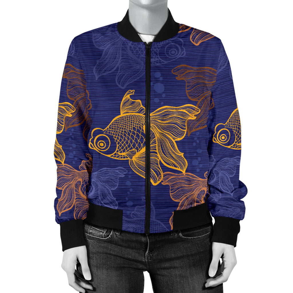 Goldfish Pattern Print Design 01 Women's Bomber Jacket