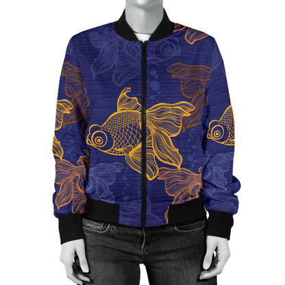 Goldfish Pattern Print Design 01 Women's Bomber Jacket