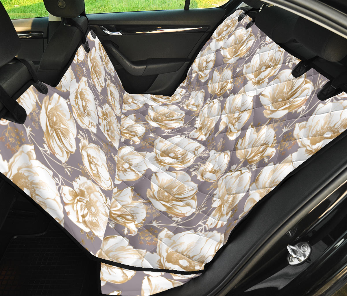 Anemone Pattern Print Design AM05 Rear Dog  Seat Cover