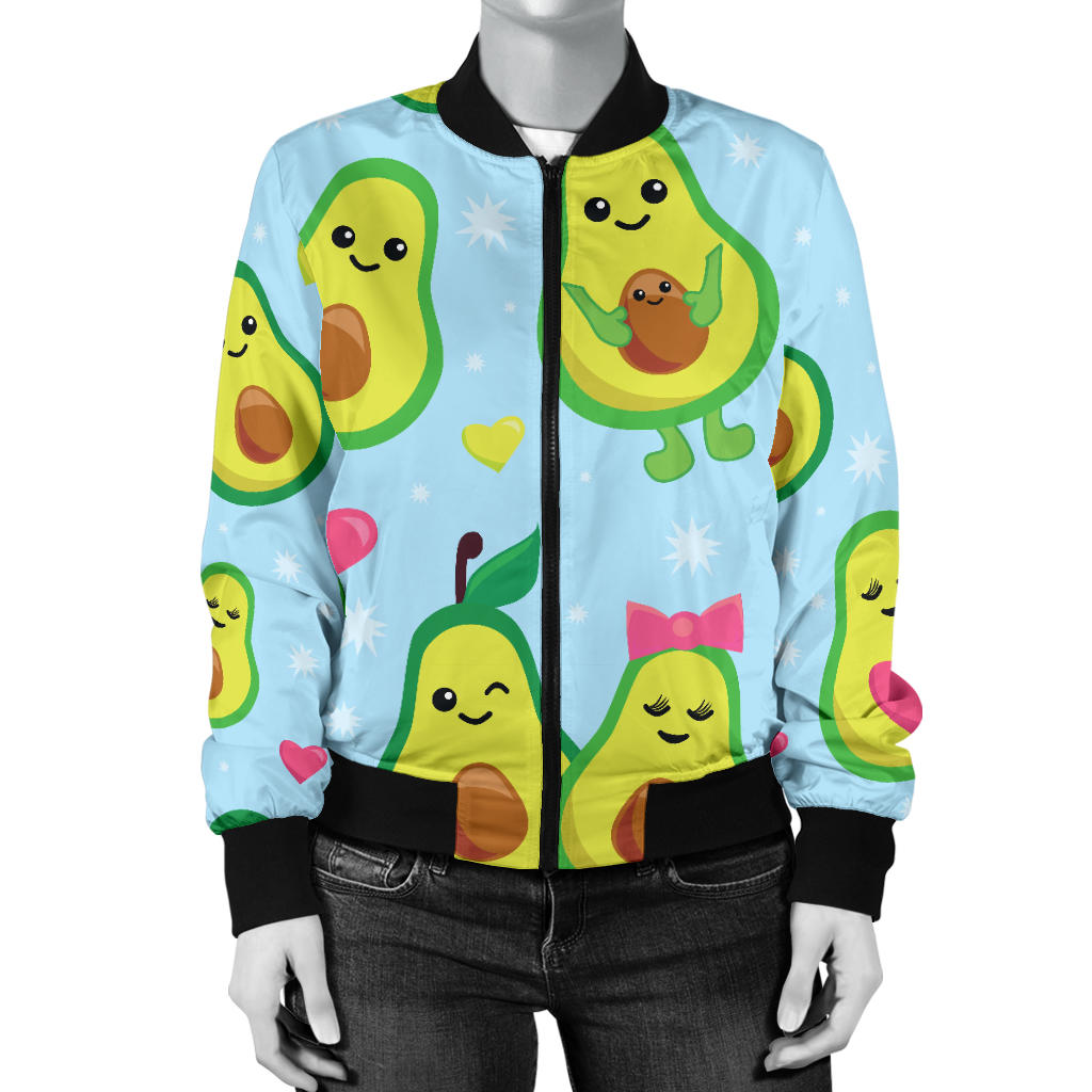 Avocado Pattern Print Design AC09 Women Bomber Jacket