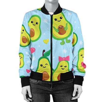 Avocado Pattern Print Design AC09 Women Bomber Jacket